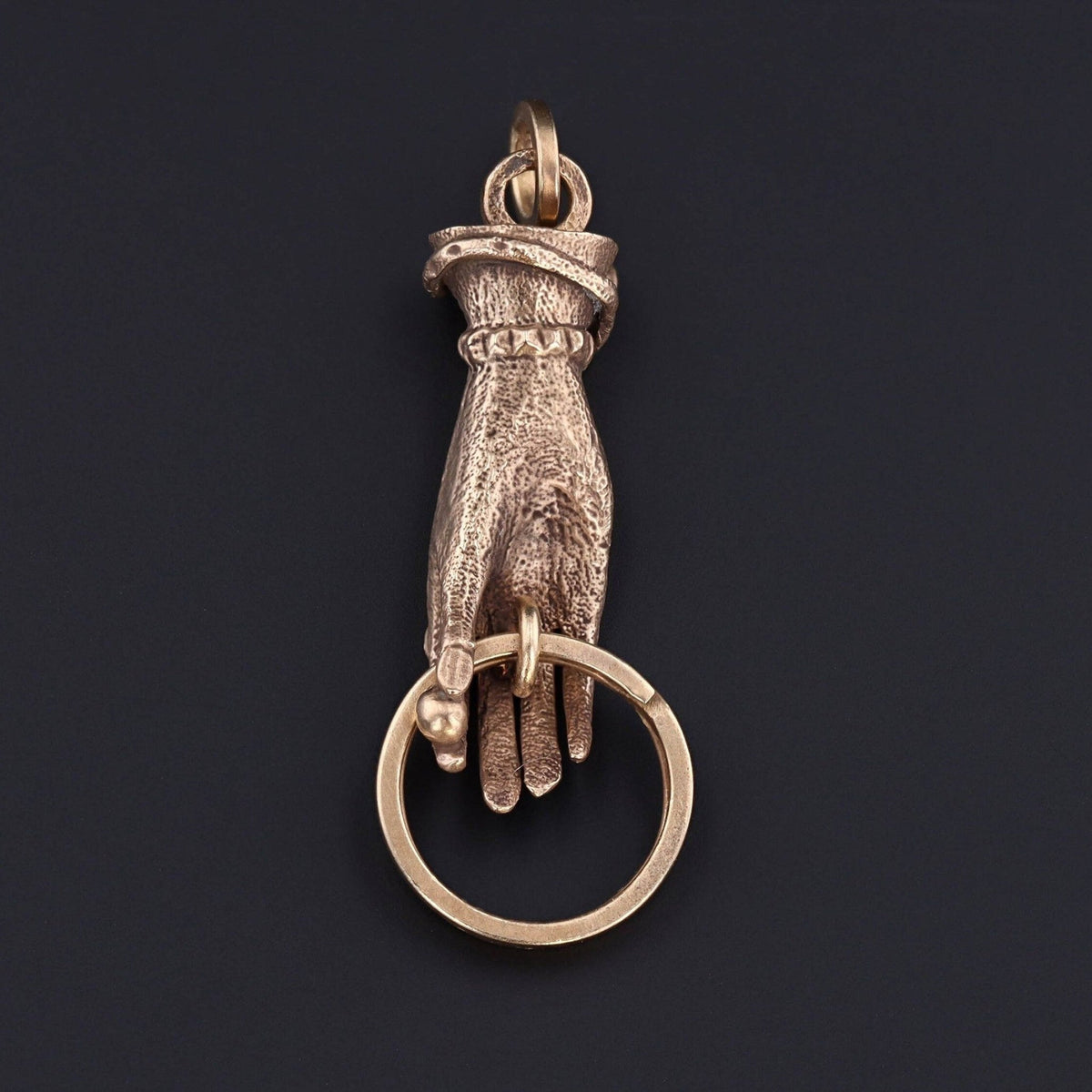 Antique Reproduction Hand Pendant or Charm Holder of 14k Gold - Trademark Antiques