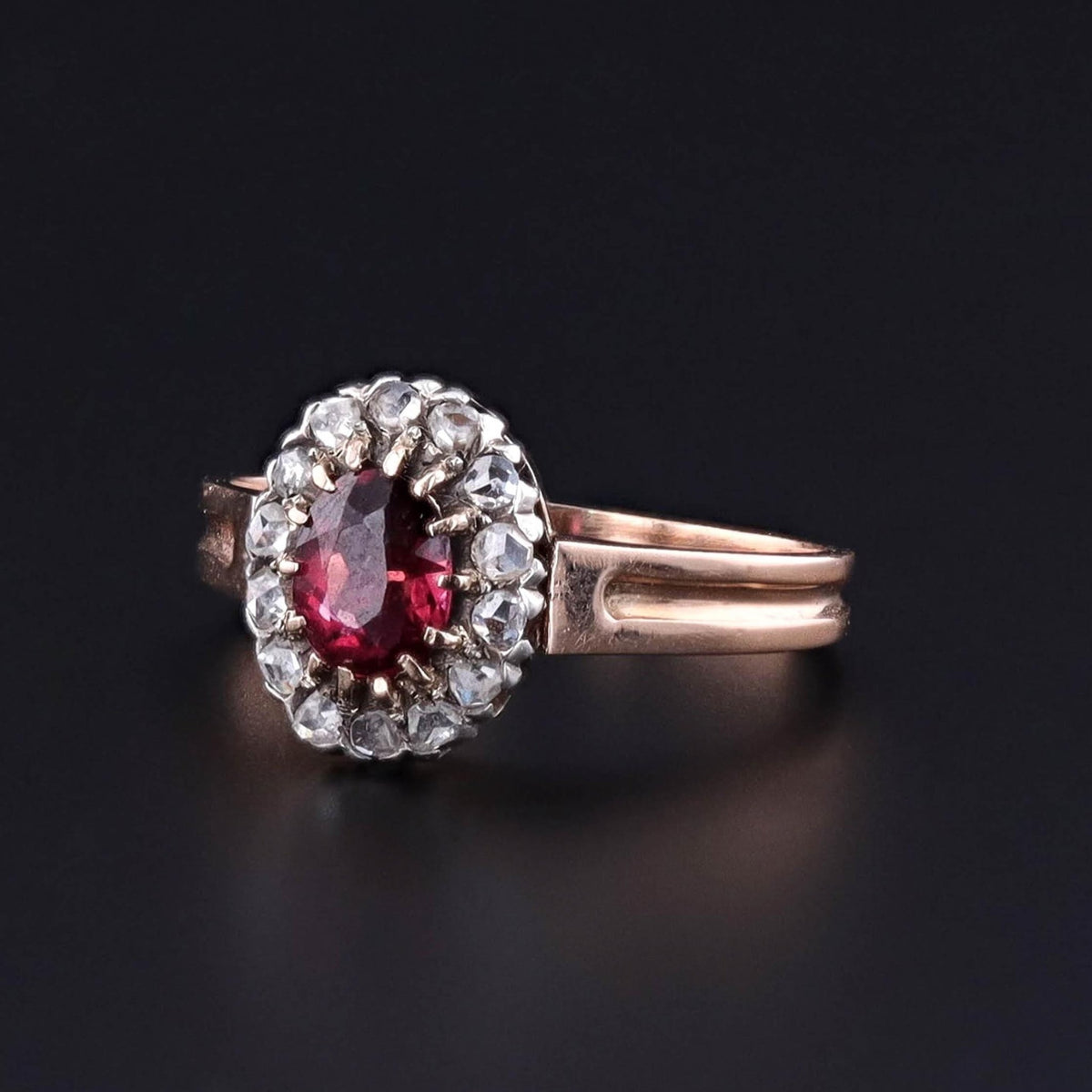 Antique Rhodalite Garnet Ring of 18k Gold - Trademark Antiques