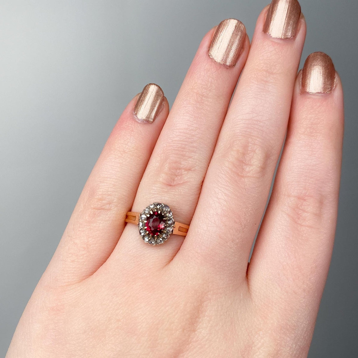 Antique Rhodalite Garnet Ring of 18k Gold - Trademark Antiques