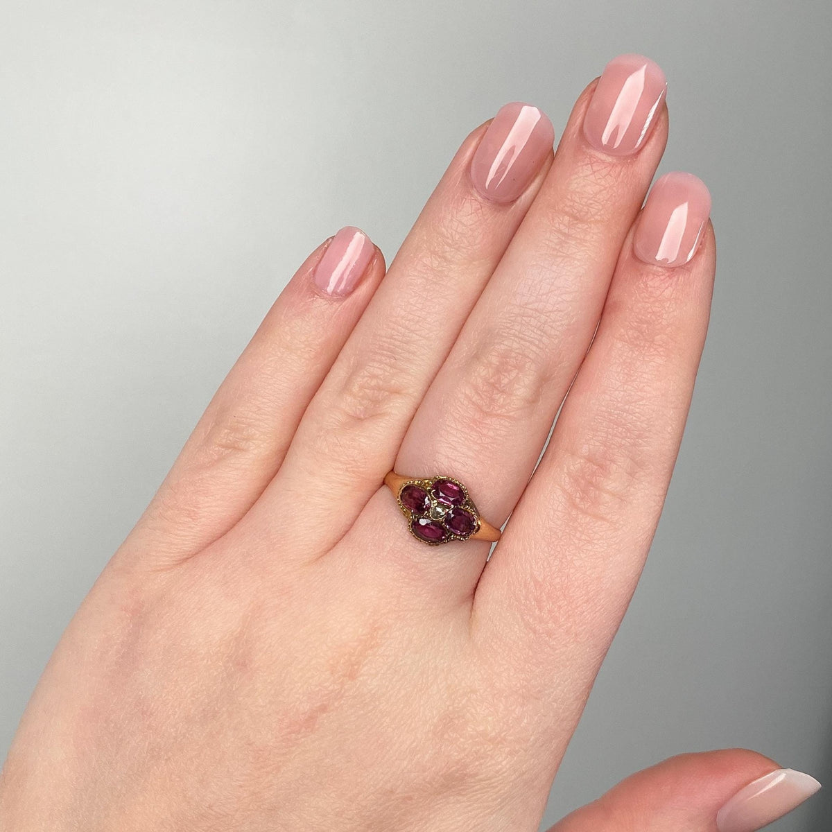 Antique Rhodolite Garnet and Diamond Ring of 15ct Gold - Trademark Antiques