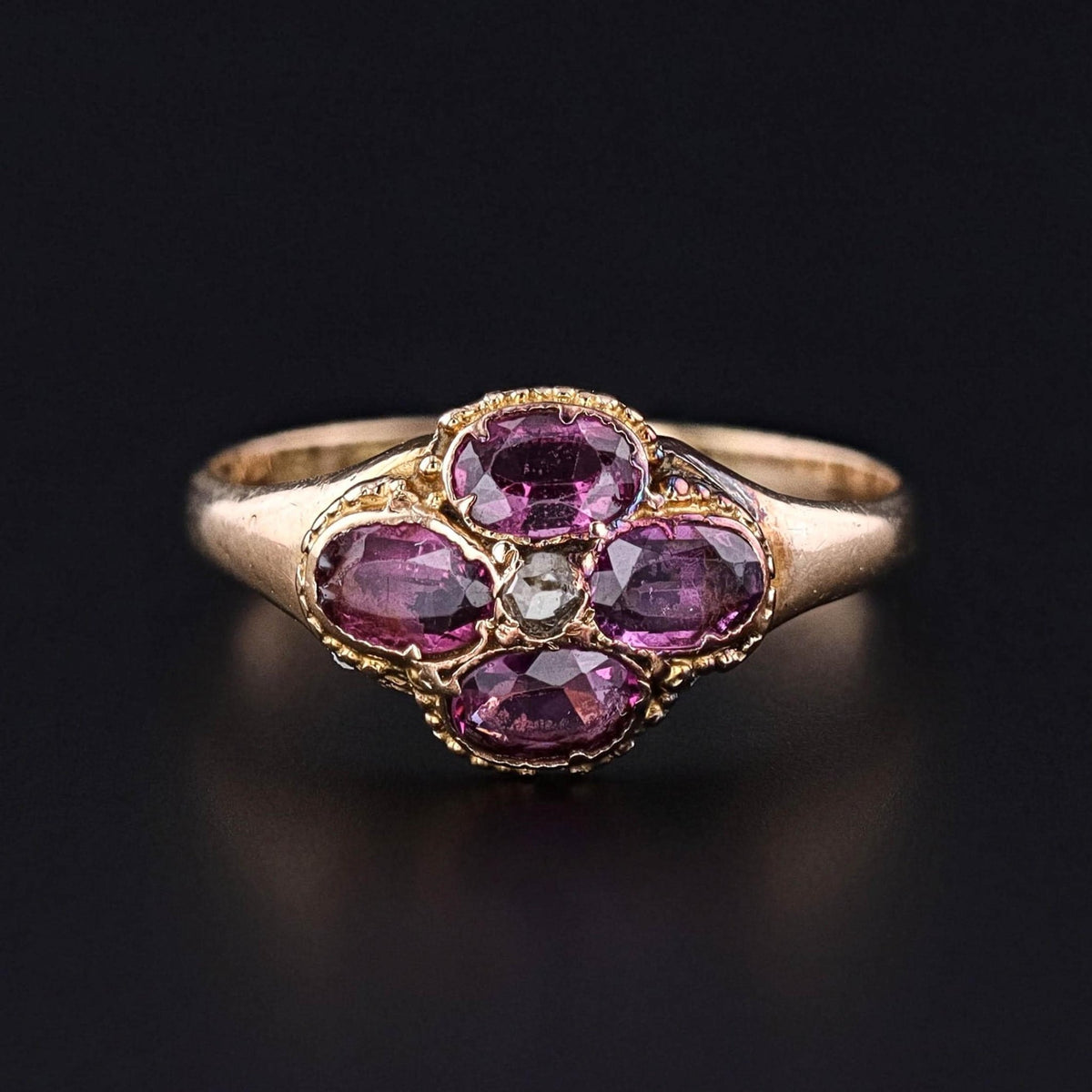 Antique Rhodolite Garnet and Diamond Ring of 15ct Gold - Trademark Antiques