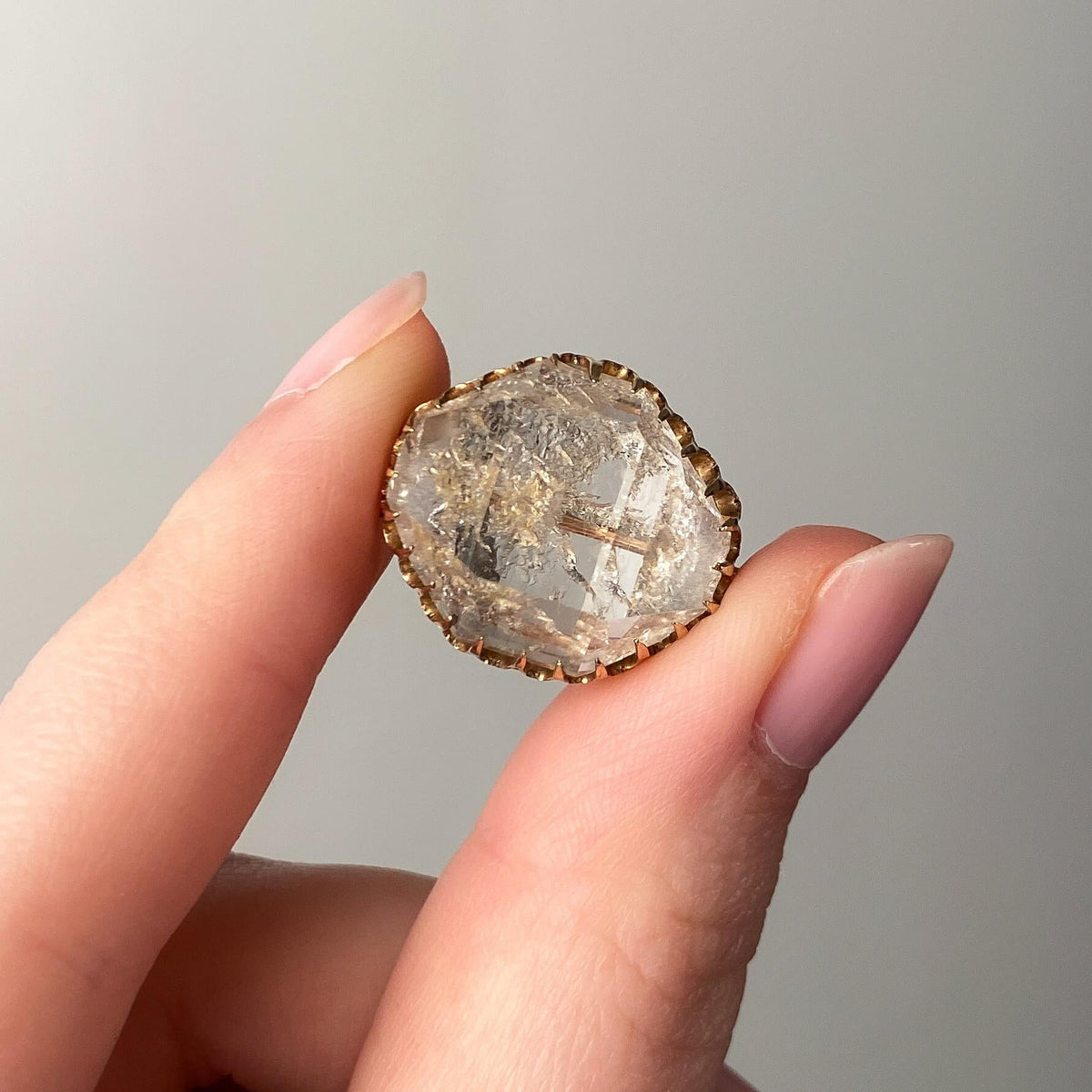 Antique Rock Crystal Quartz Brooch of 10k Gold - Trademark Antiques