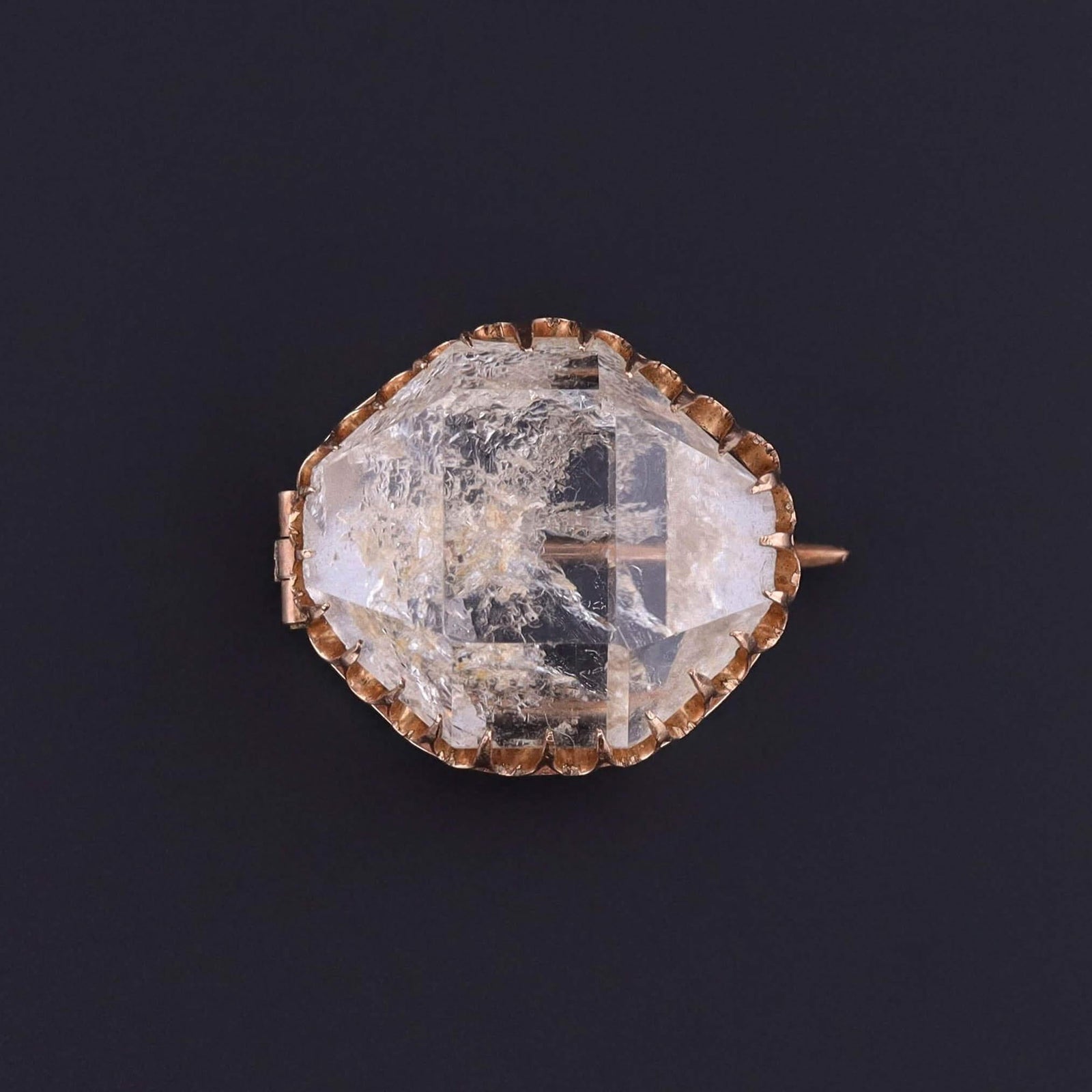 Antique Rock Crystal Quartz Brooch of 10k Gold - Trademark Antiques