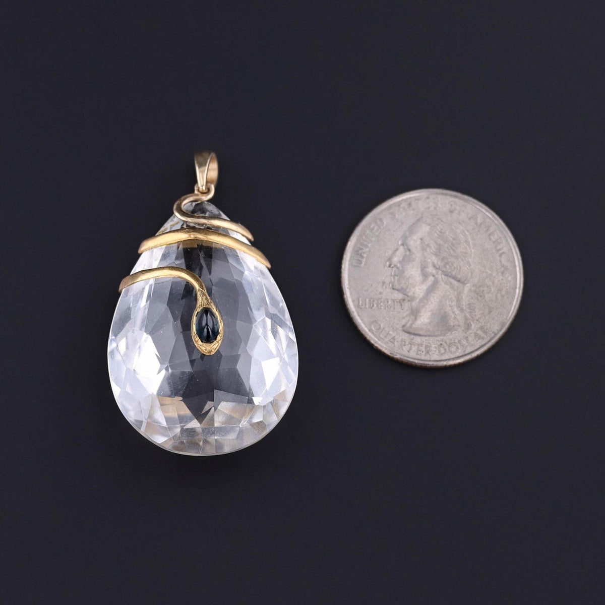 Antique Rock Crystal Snake Pendant of 14k Gold - Trademark Antiques