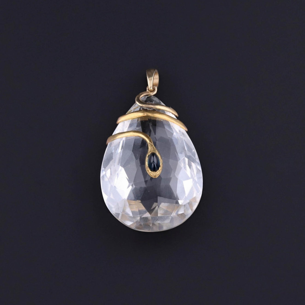Antique Rock Crystal Snake Pendant of 14k Gold - Trademark Antiques