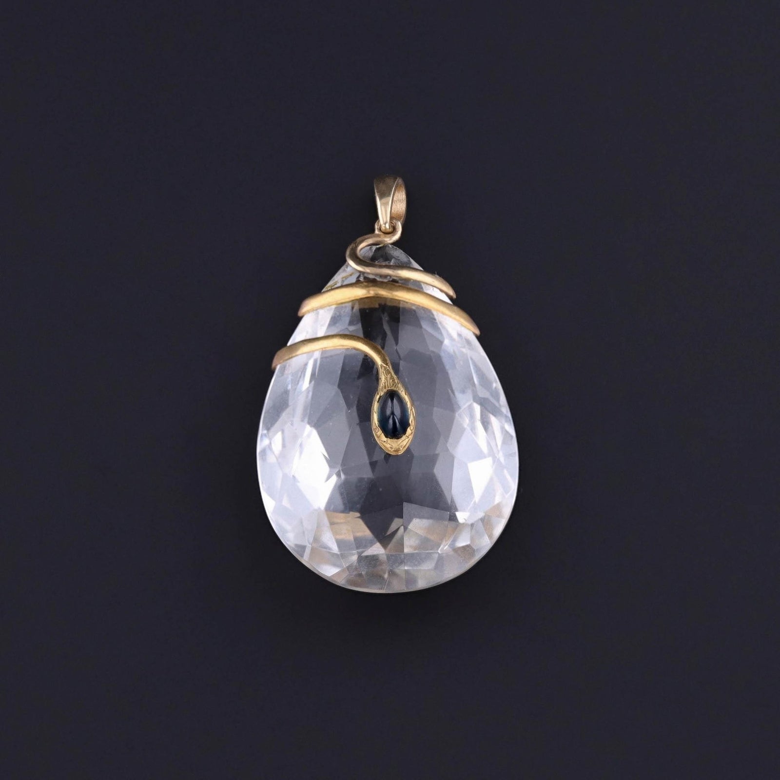 Antique Rock Crystal Snake Pendant of 14k Gold - Trademark Antiques