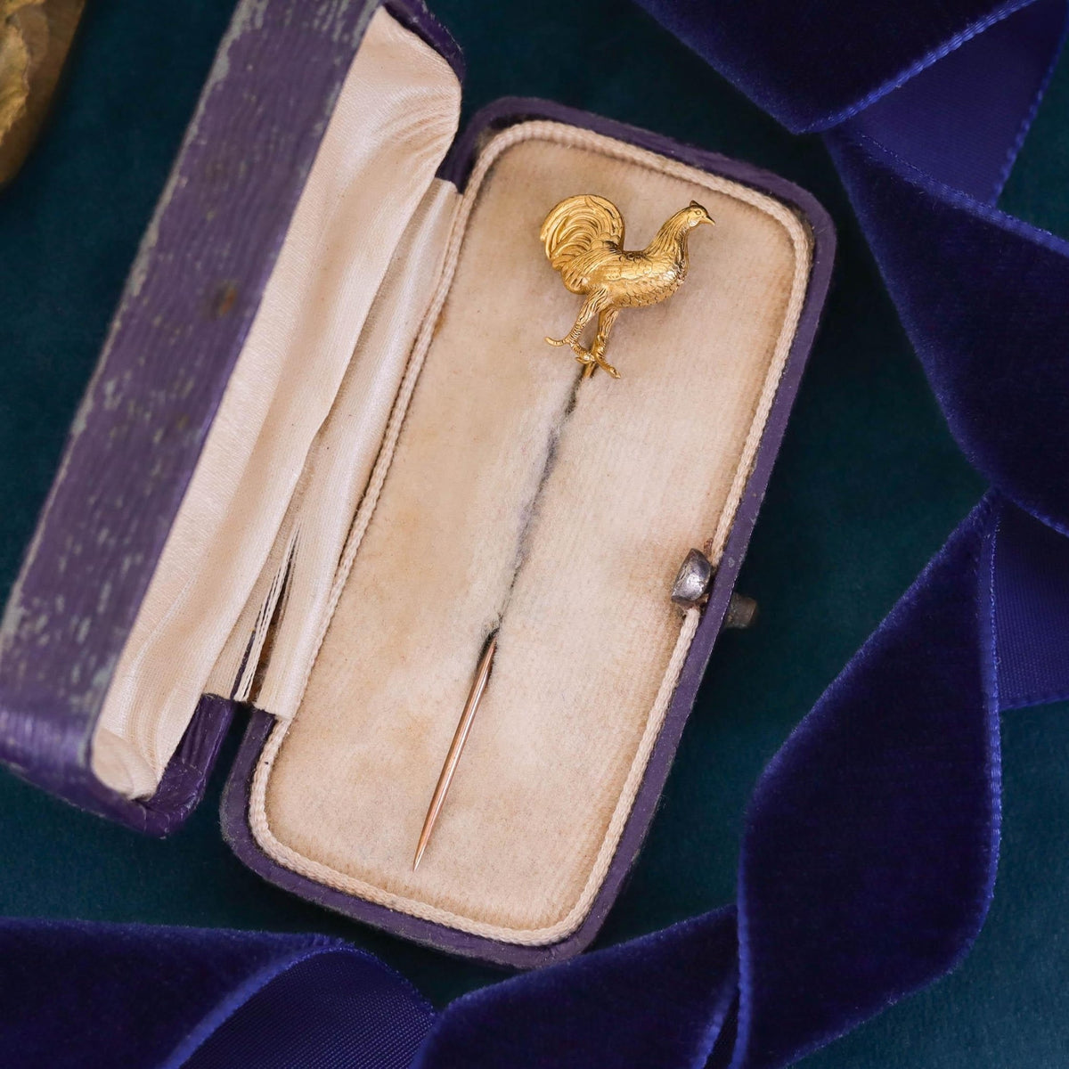 Antique Rooster Stickpin of 14k Gold - Trademark Antiques