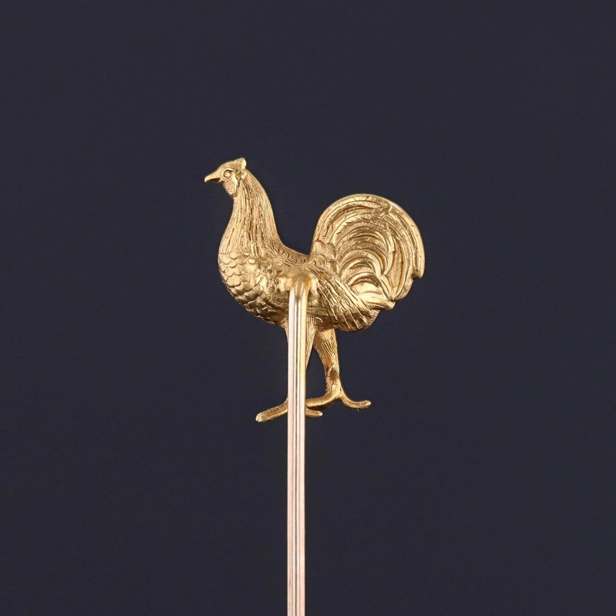 Antique Rooster Stickpin of 14k Gold - Trademark Antiques