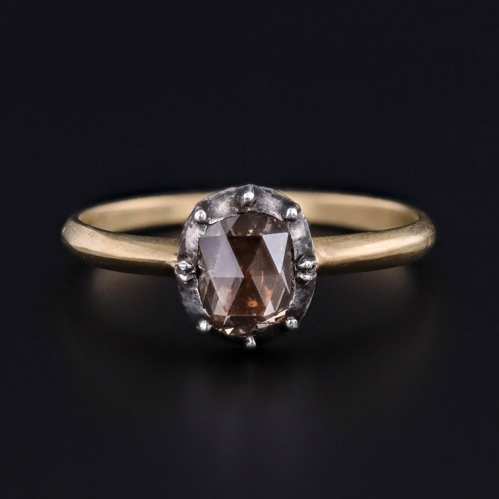 Antique Rose Cut Diamond Ring of 18k Gold - Trademark Antiques