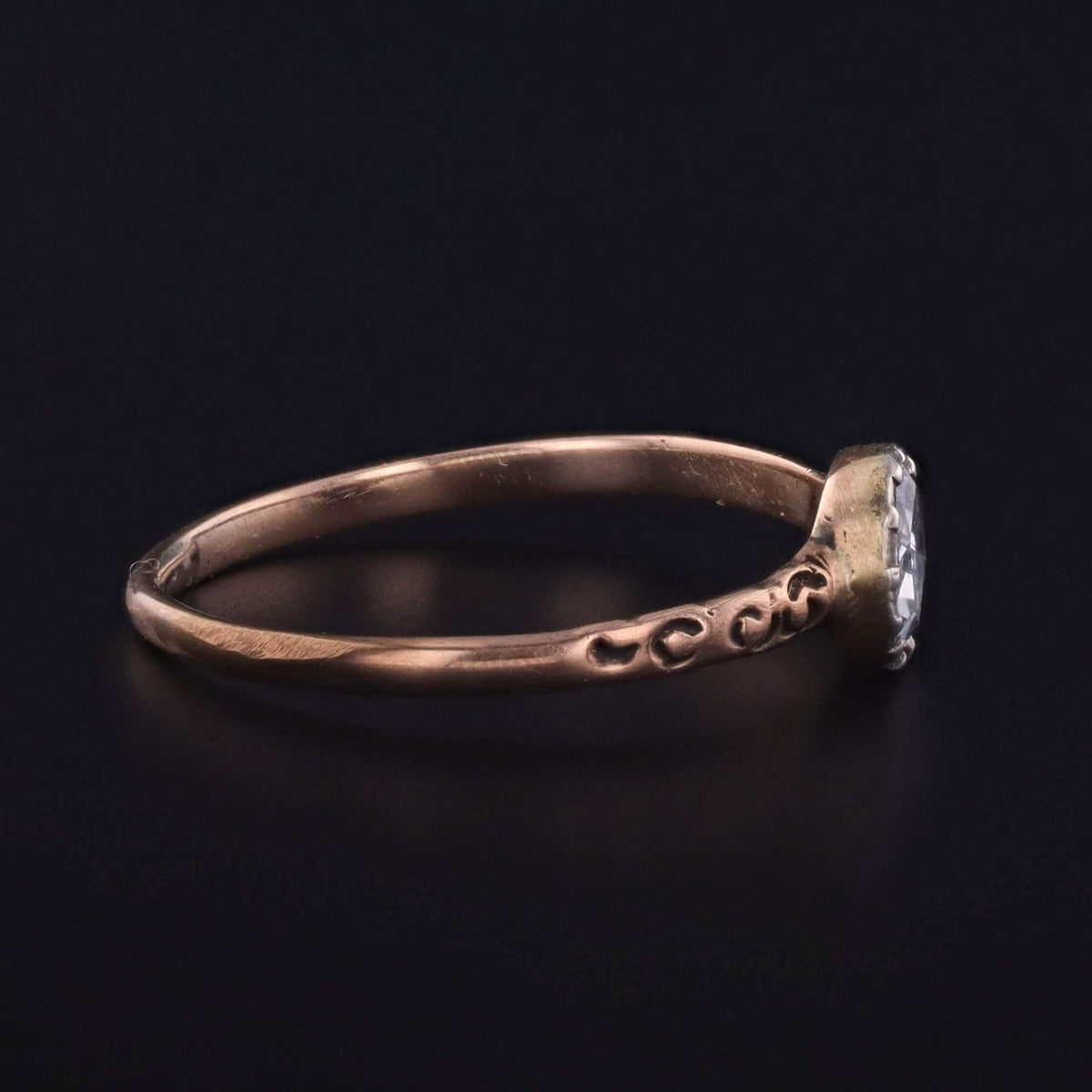 Antique Rose Cut Diamond Ring of Silver topped 9k Gold - Trademark Antiques