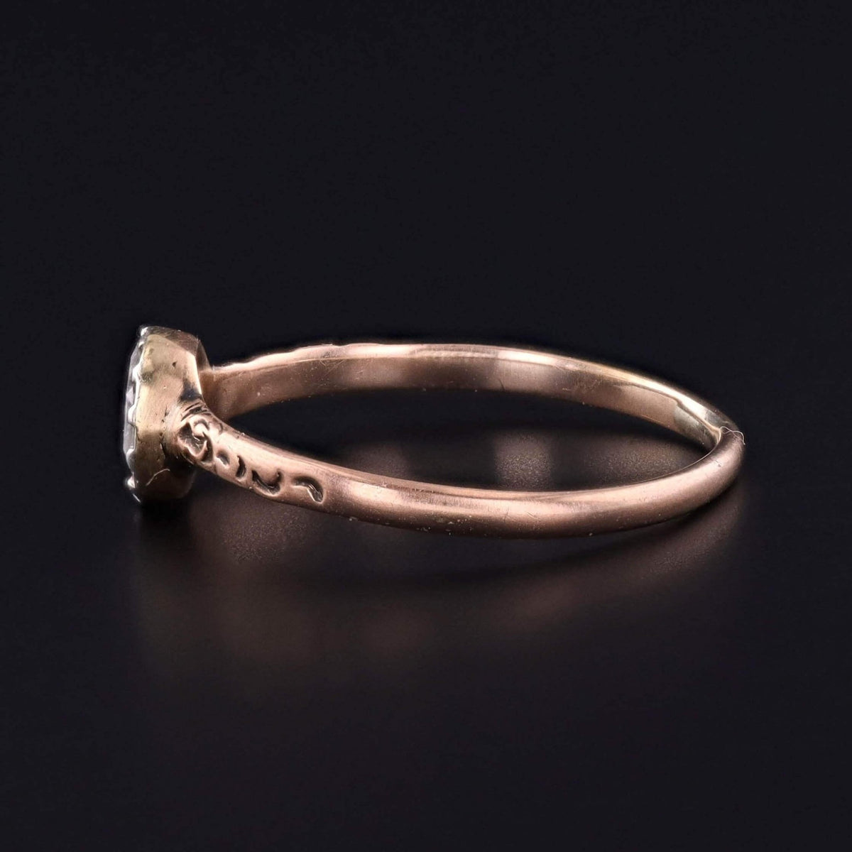 Antique Rose Cut Diamond Ring of Silver topped 9k Gold - Trademark Antiques