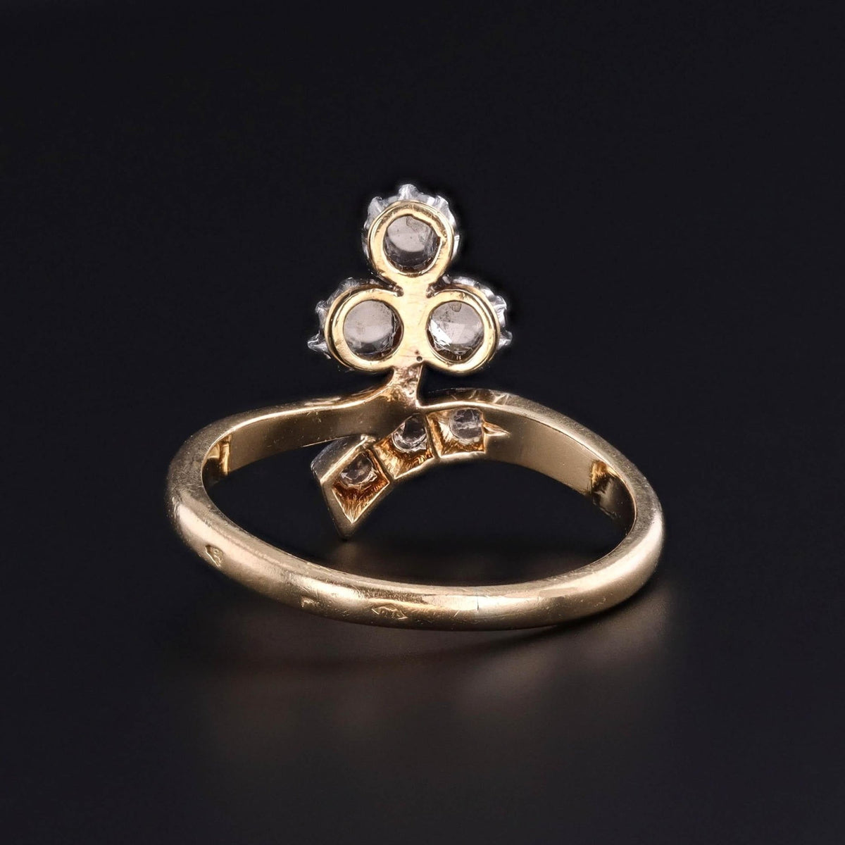 Antique Rose Cut Diamond Shamrock Ring of 18k Gold - Trademark Antiques