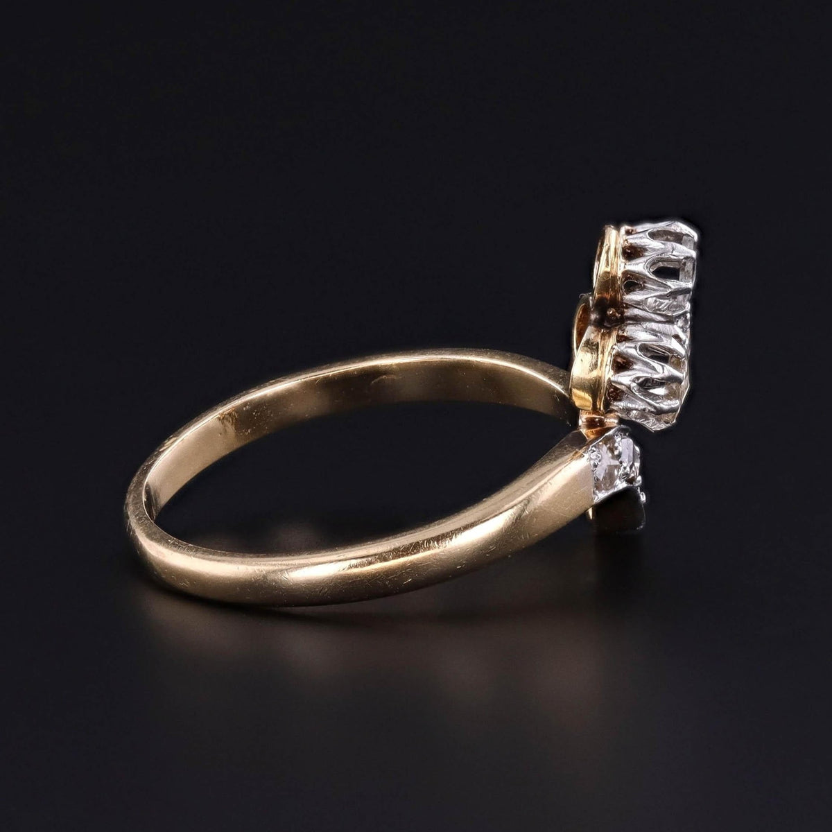 Antique Rose Cut Diamond Shamrock Ring of 18k Gold - Trademark Antiques