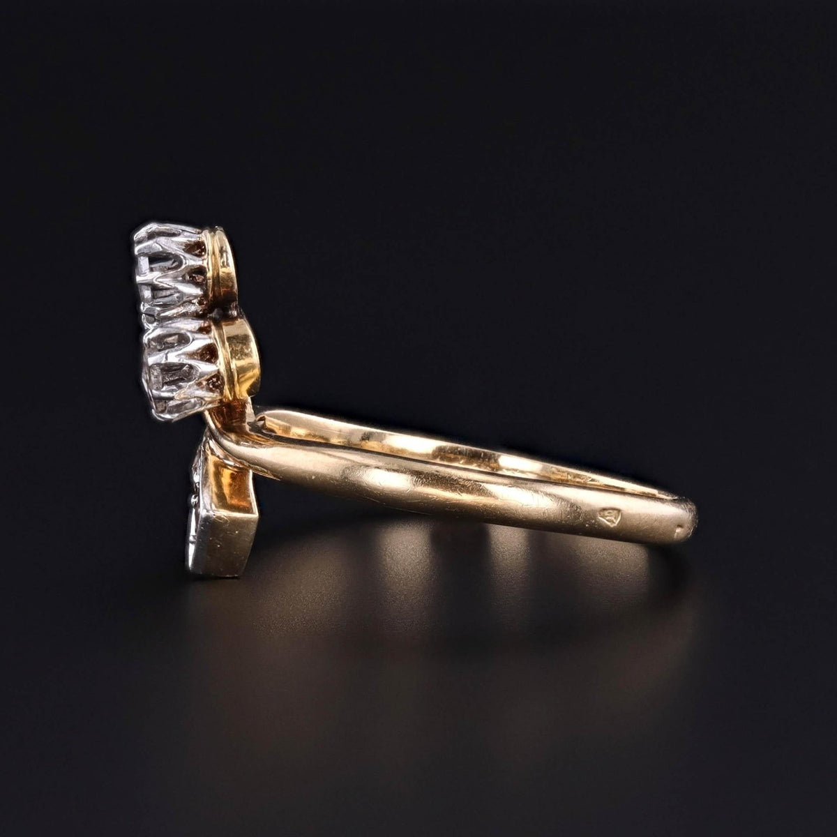 Antique Rose Cut Diamond Shamrock Ring of 18k Gold - Trademark Antiques