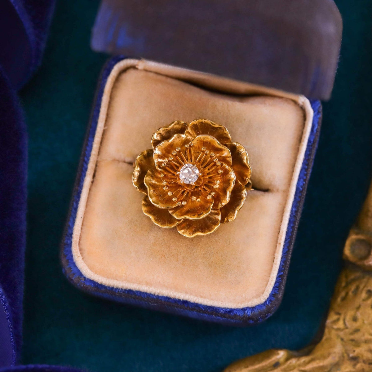Antique Rose Pin of 14k Gold - Trademark Antiques