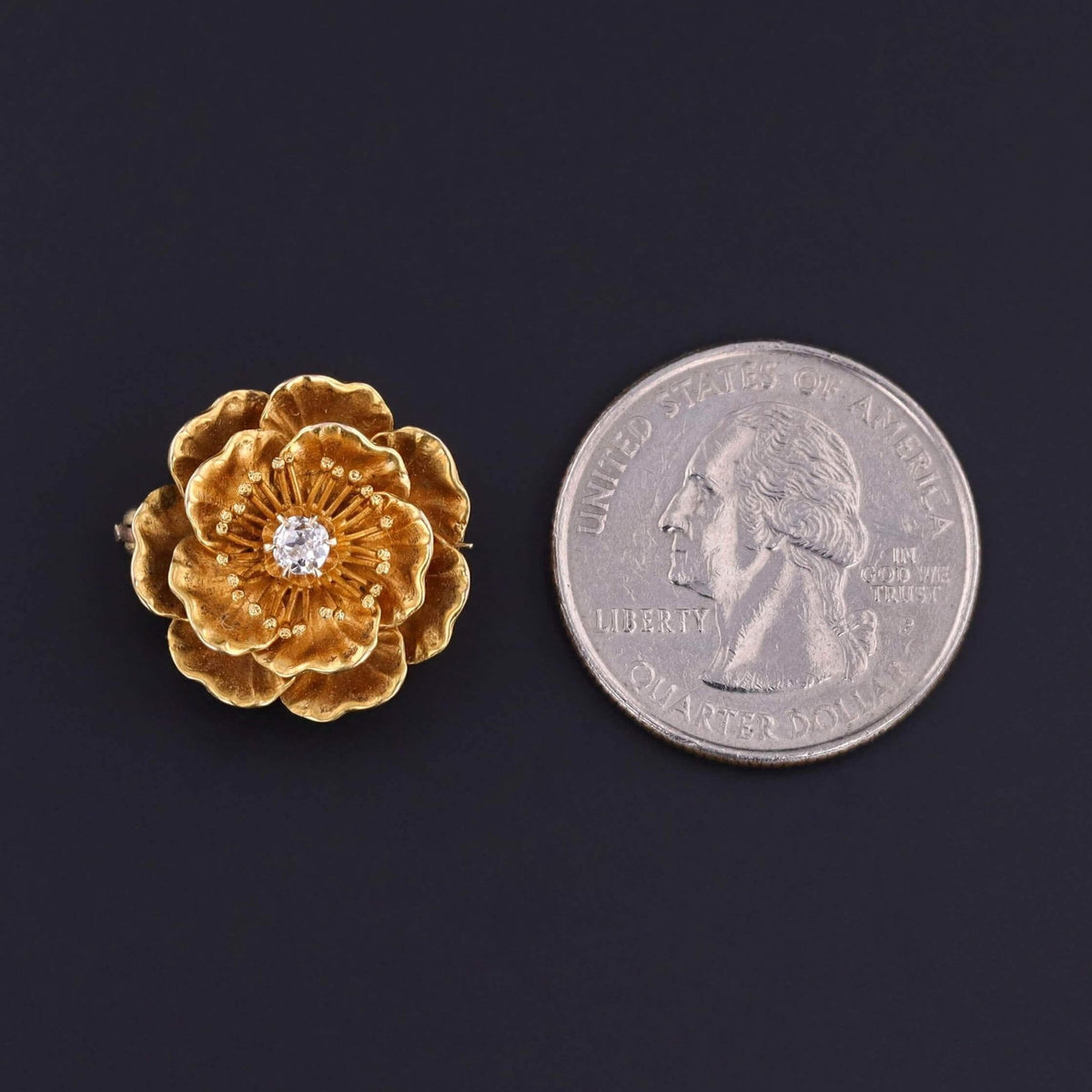 Antique Rose Pin of 14k Gold - Trademark Antiques