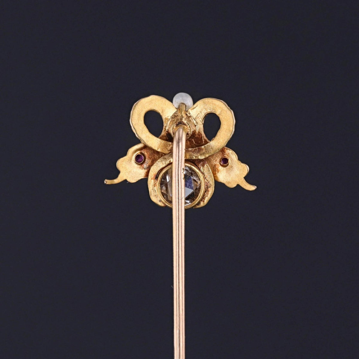 Antique Rosecut Diamond Snake Stickpin of 14k Gold - Trademark Antiques