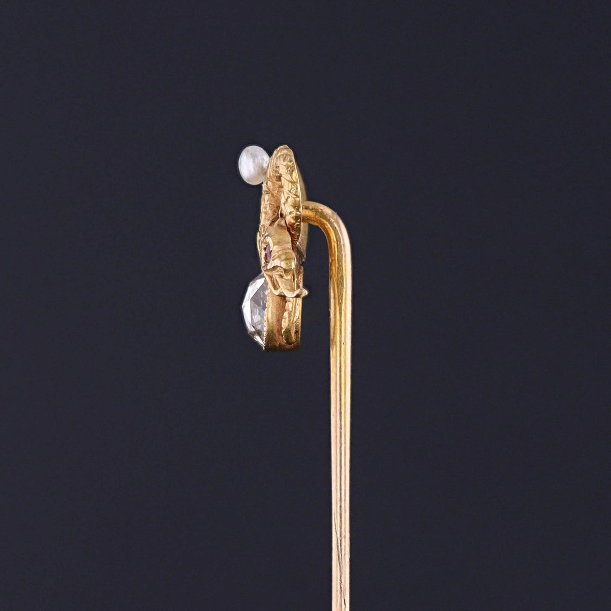 Antique Rosecut Diamond Snake Stickpin of 14k Gold - Trademark Antiques