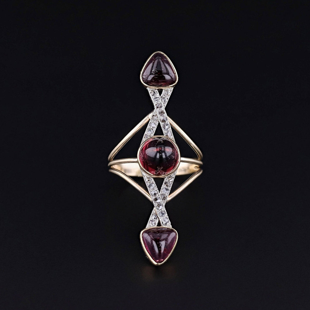 Antique Rubellite and Diamond Ring of 14k Gold - Trademark Antiques