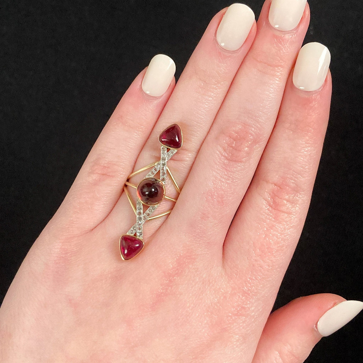 Antique Rubellite and Diamond Ring of 14k Gold - Trademark Antiques