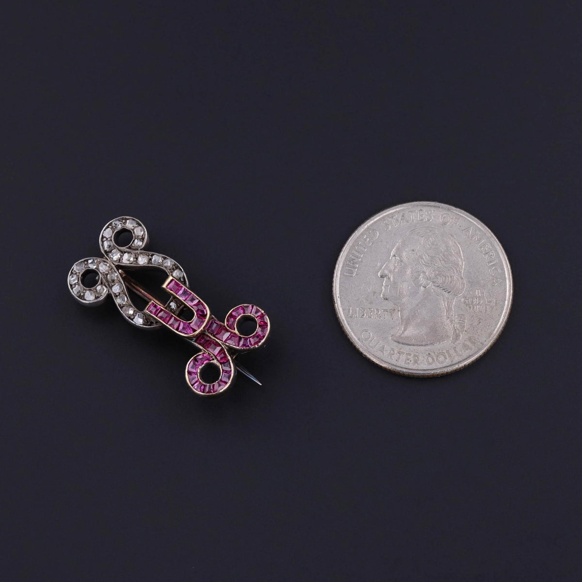 Antique Ruby and Diamond Brooch of 12ct Gold - Trademark Antiques