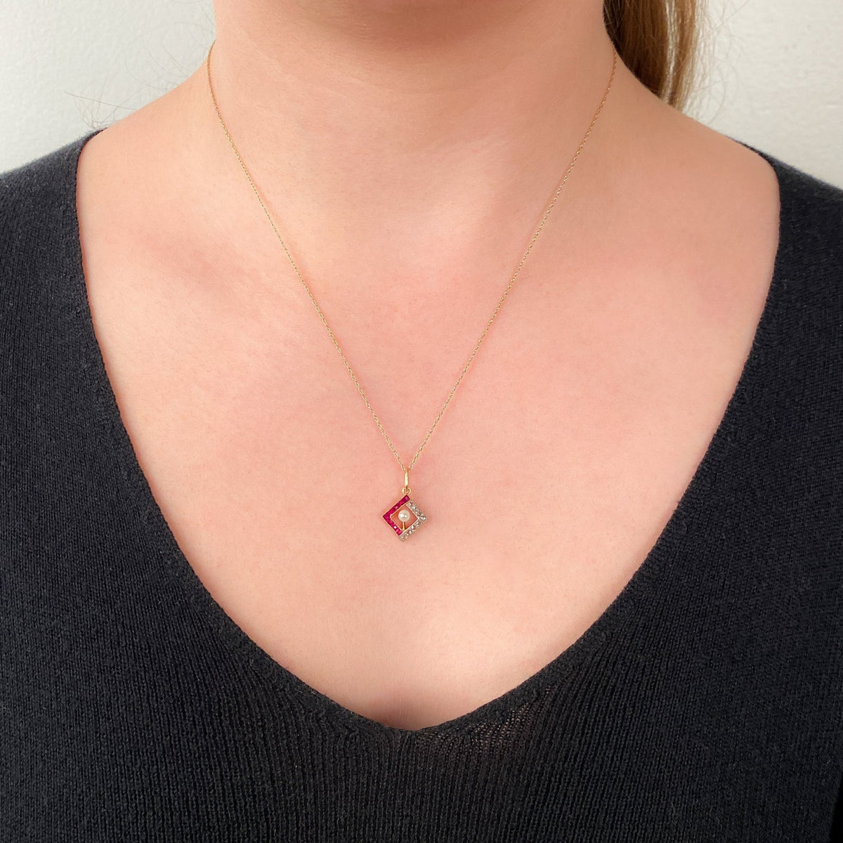 Antique Ruby and Diamond Charm of 15ct Gold - Trademark Antiques