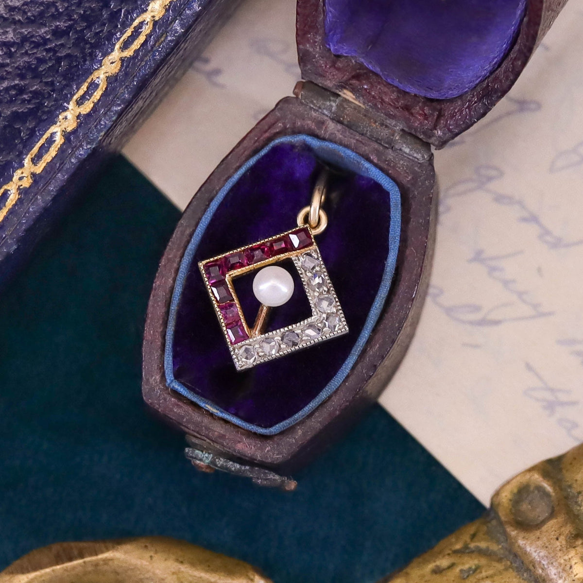 Antique Ruby and Diamond Charm of 15ct Gold - Trademark Antiques