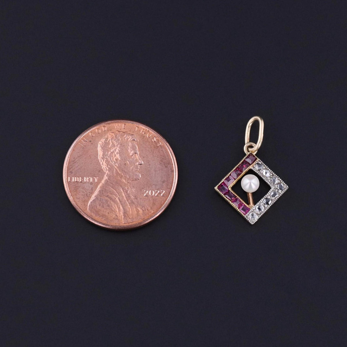 Antique Ruby and Diamond Charm of 15ct Gold - Trademark Antiques