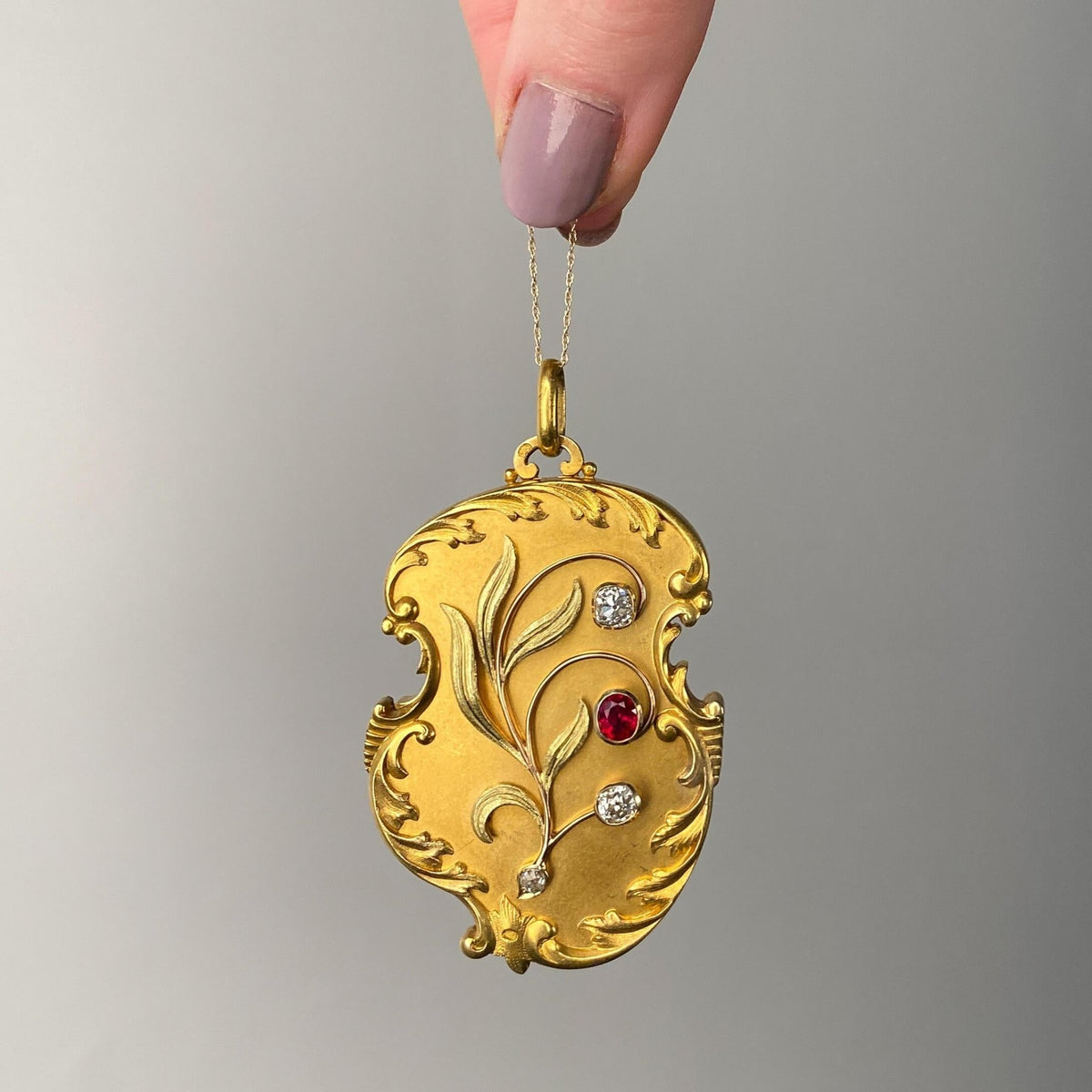 Antique Ruby and Diamond Locket of 14k and 18k Gold - Trademark Antiques