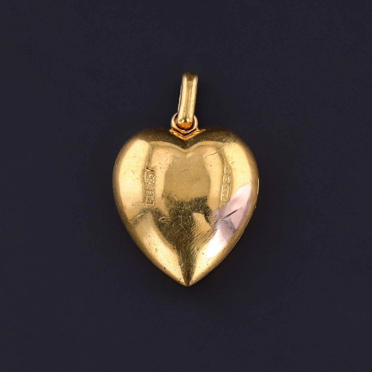 Antique Ruby and Diamond Puffy Heart Locket of 15k Gold - Trademark Antiques