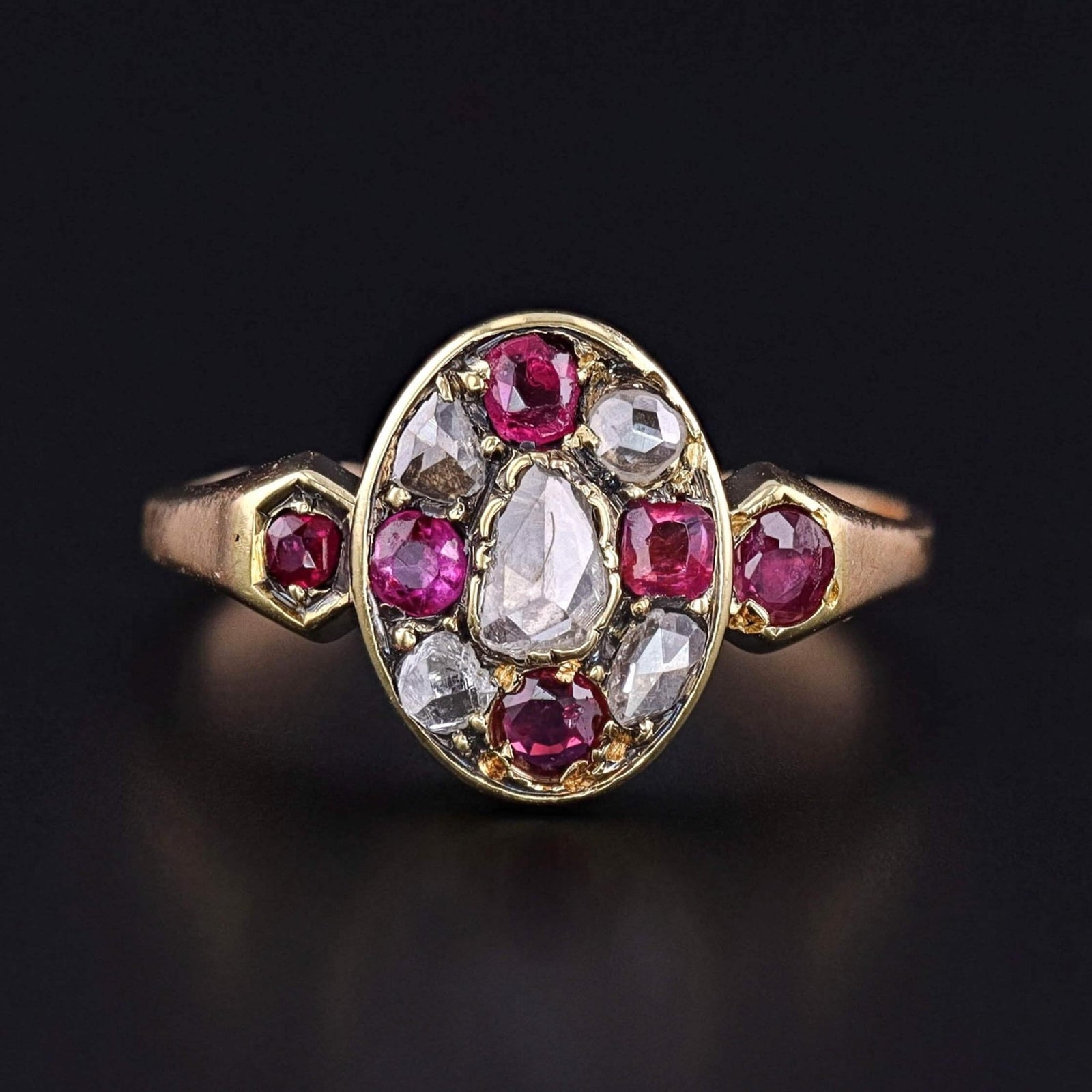 Antique Ruby and Diamond Ring of 12k Gold - Trademark Antiques