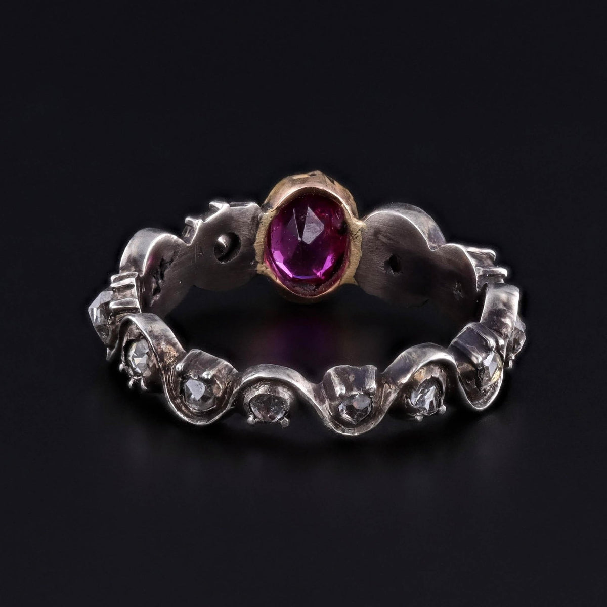 Antique Ruby and Diamond Ring of 14k Gold and Silver - Trademark Antiques