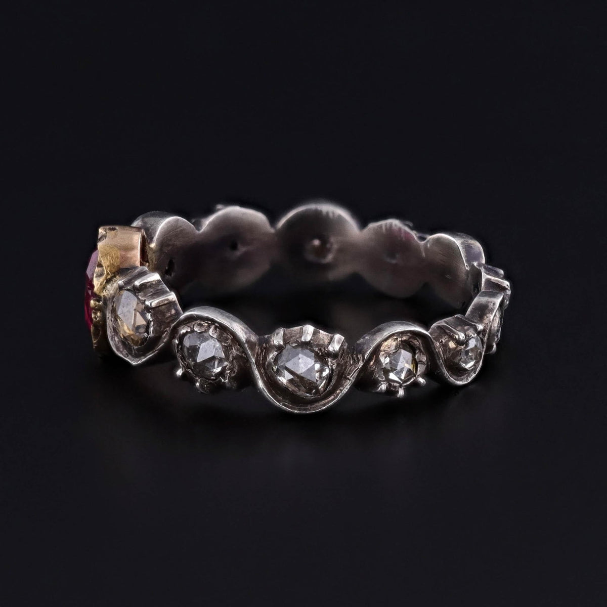 Antique Ruby and Diamond Ring of 14k Gold and Silver - Trademark Antiques
