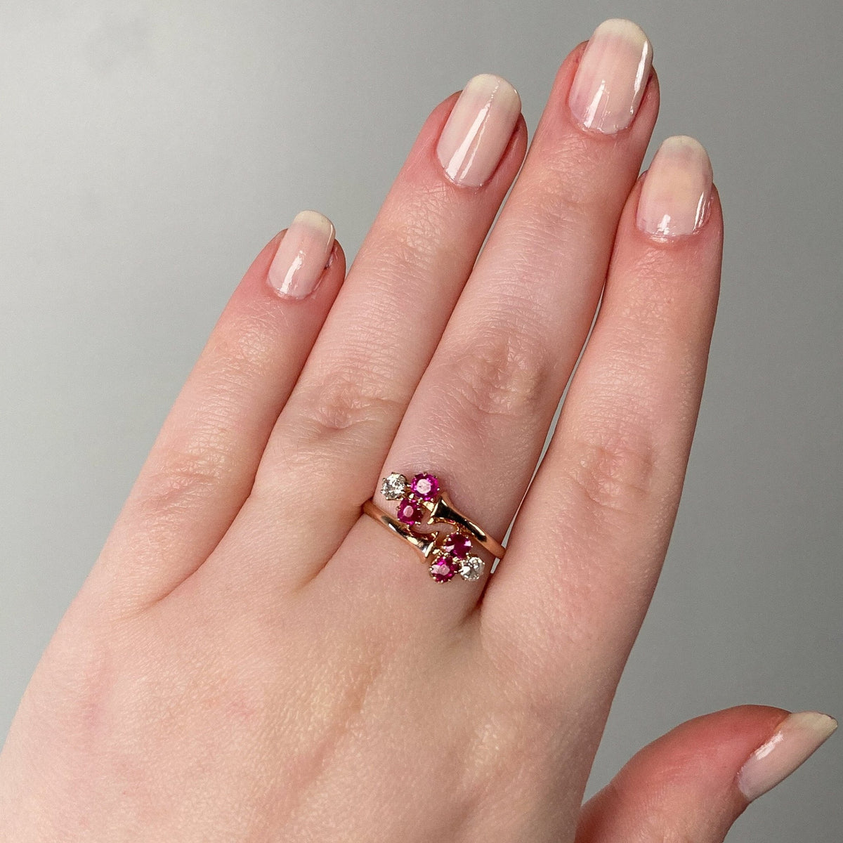 Antique Ruby and Diamond Ring of 18k Rose Gold - Trademark Antiques