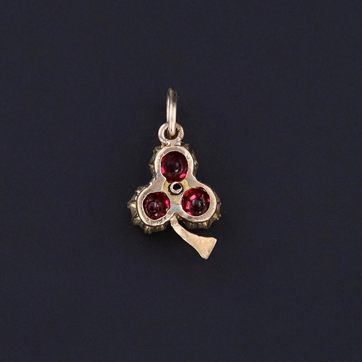 Antique Ruby and Diamond Shamrock Charm of 18k Gold - Trademark Antiques
