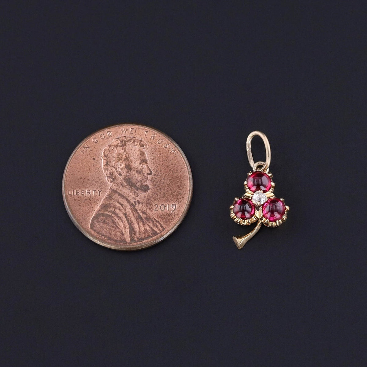 Antique Ruby and Diamond Shamrock Charm of 18k Gold - Trademark Antiques