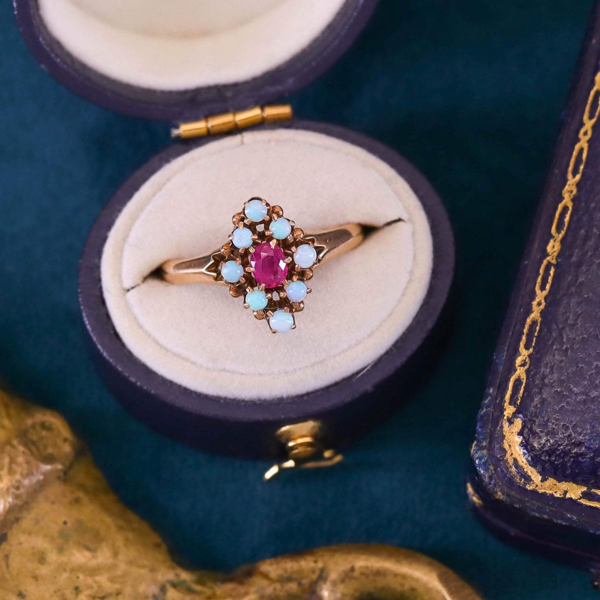 Antique Ruby and Opal Ring of 9ct Gold - Trademark Antiques