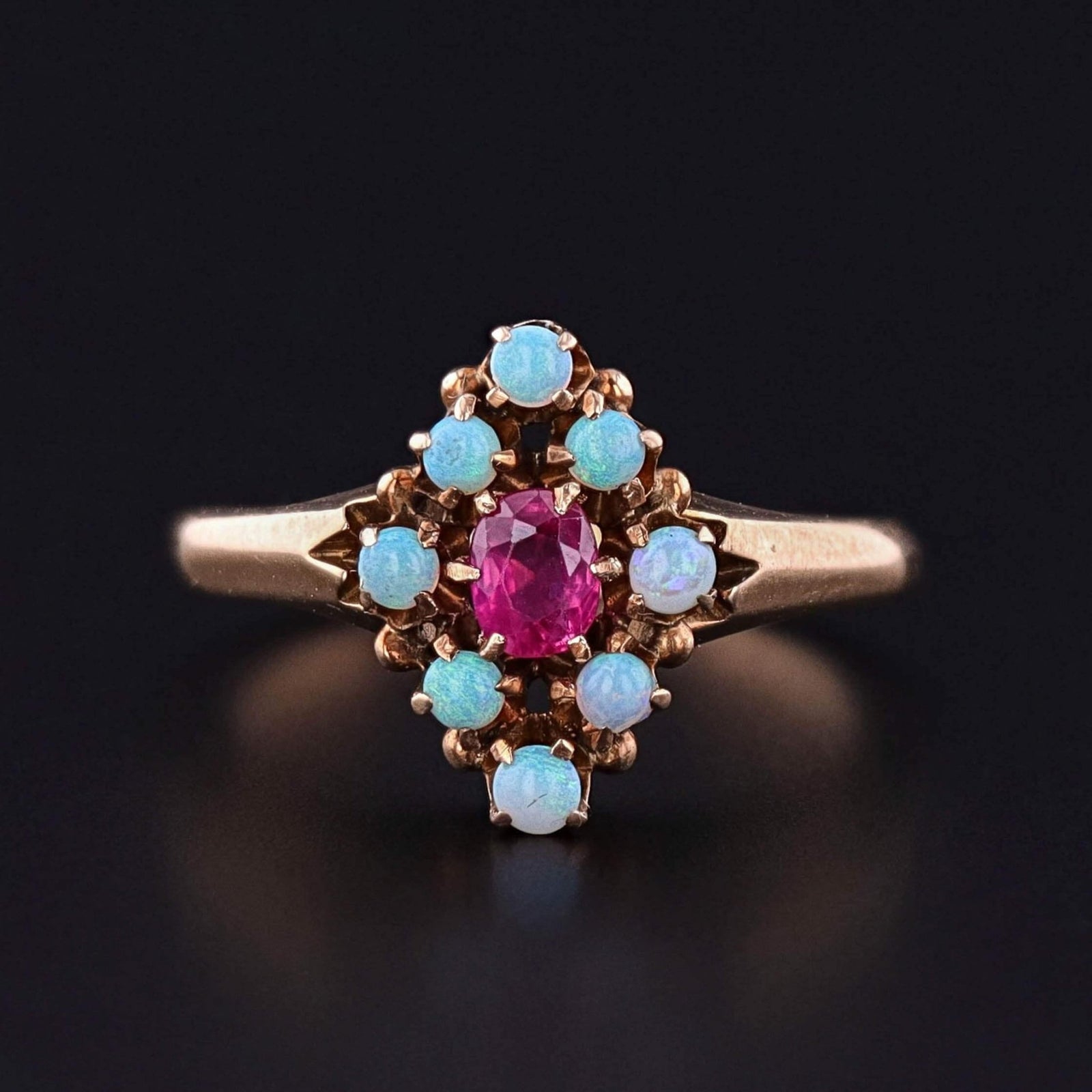 Antique Ruby and Opal Ring of 9ct Gold - Trademark Antiques