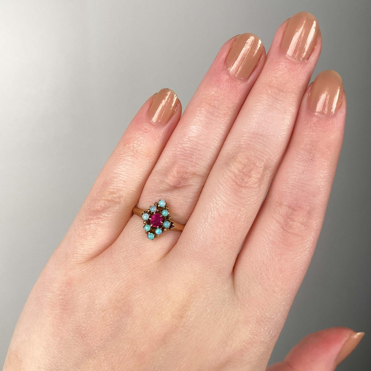 Antique Ruby and Opal Ring of 9ct Gold - Trademark Antiques