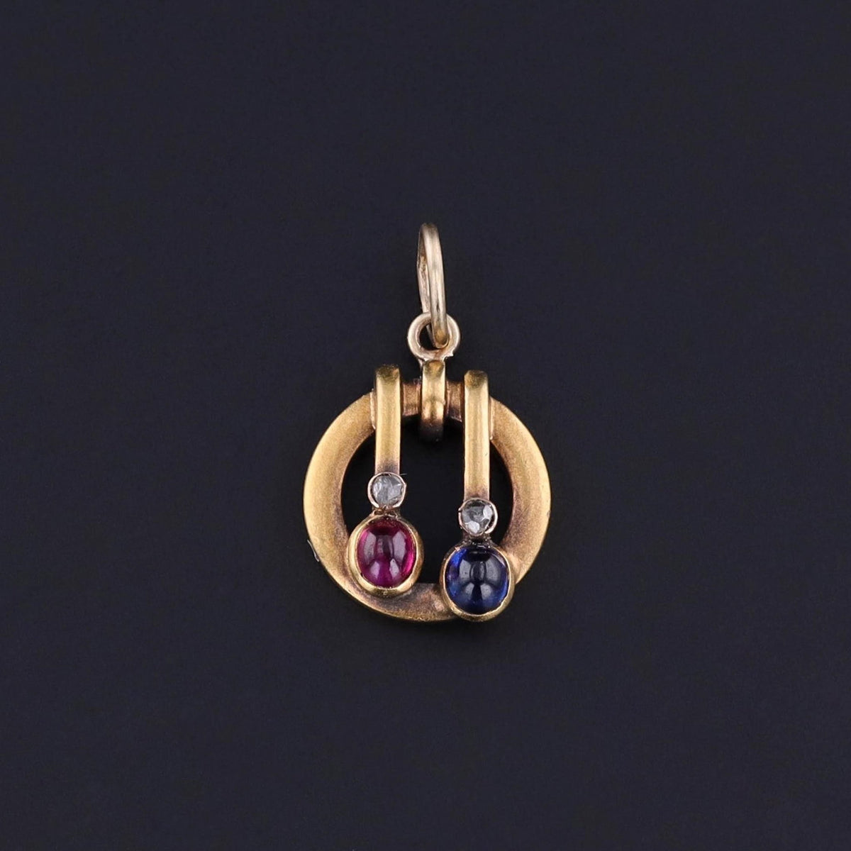 Antique Ruby and Sapphire Charm of 14k Gold - Trademark Antiques