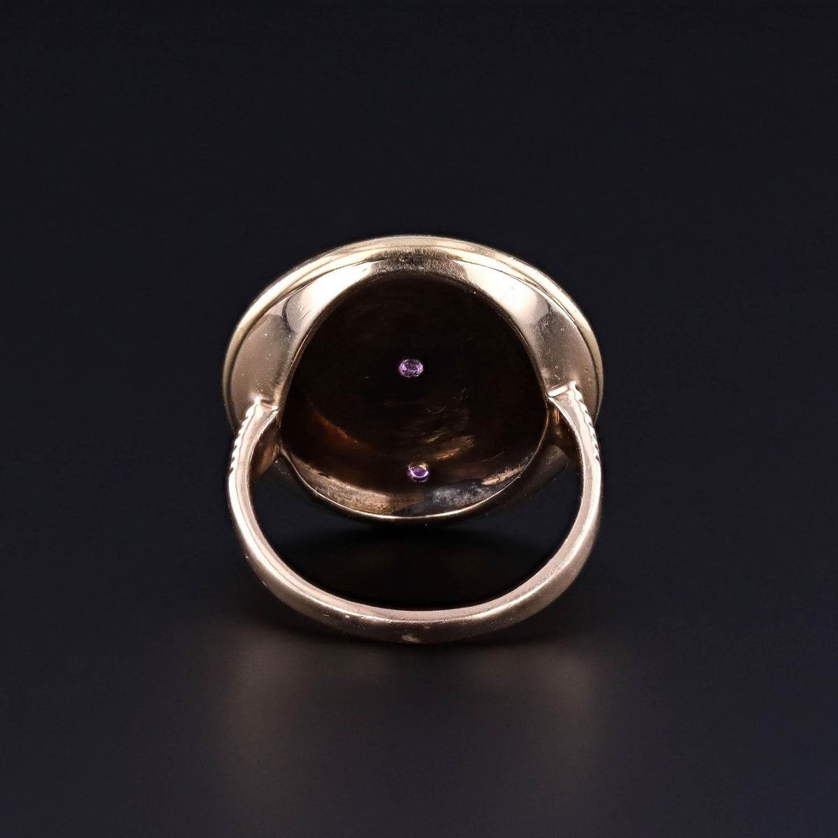 Antique Ruby, Diamond and Pearl Button Ring of 18k Gold - Trademark Antiques