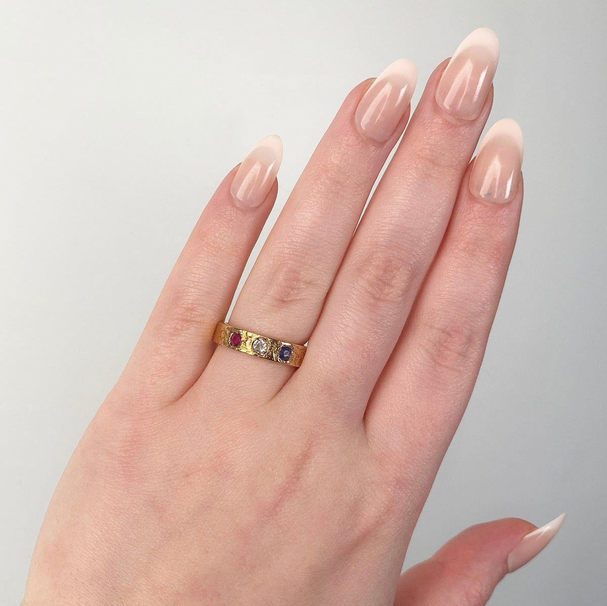 Antique Ruby, Diamond and Sapphire Ring of 14k Gold - Trademark Antiques