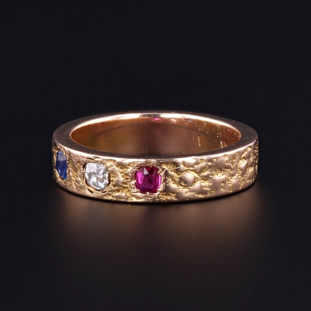 Antique Ruby, Diamond and Sapphire Ring of 14k Gold - Trademark Antiques