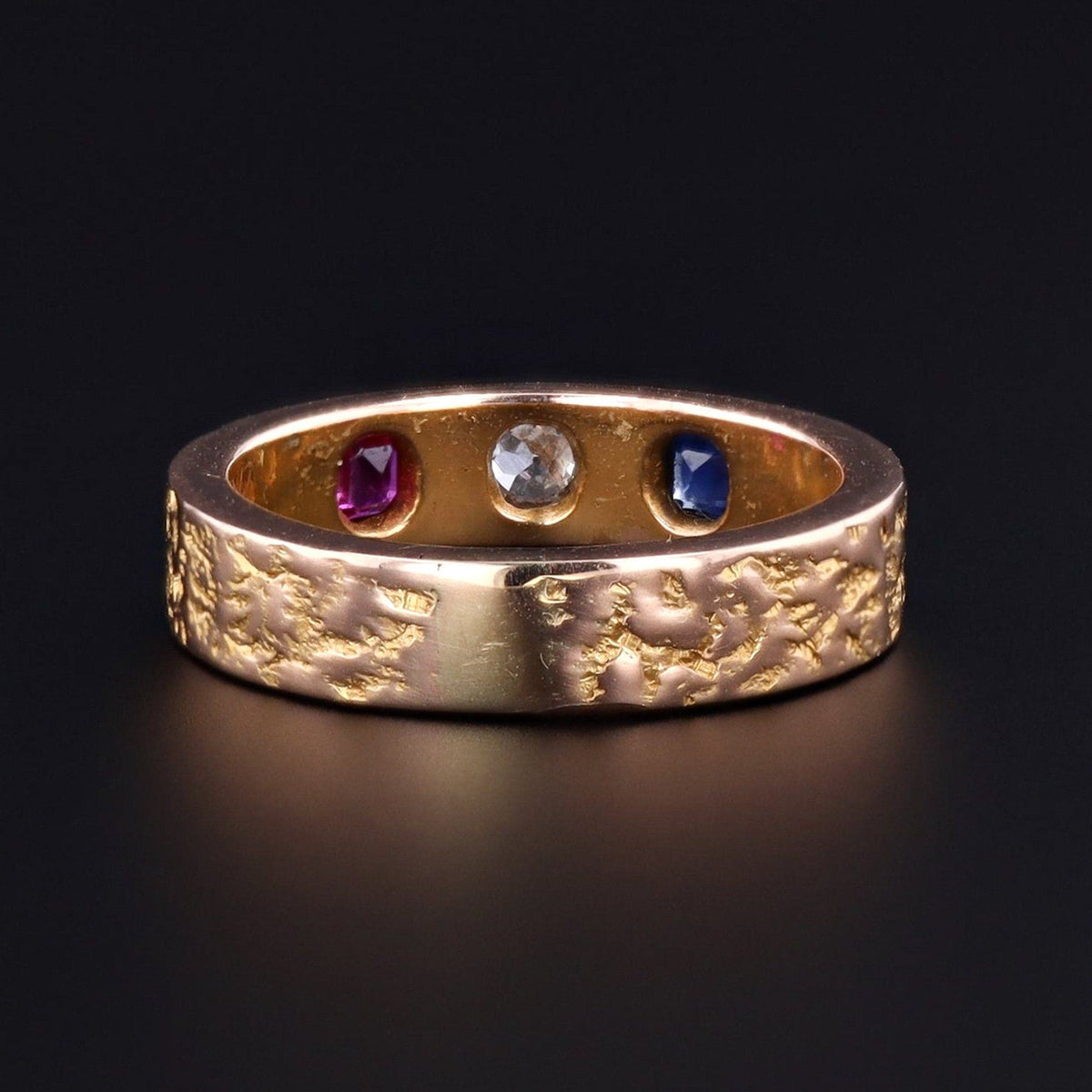 Antique Ruby, Diamond and Sapphire Ring of 14k Gold - Trademark Antiques