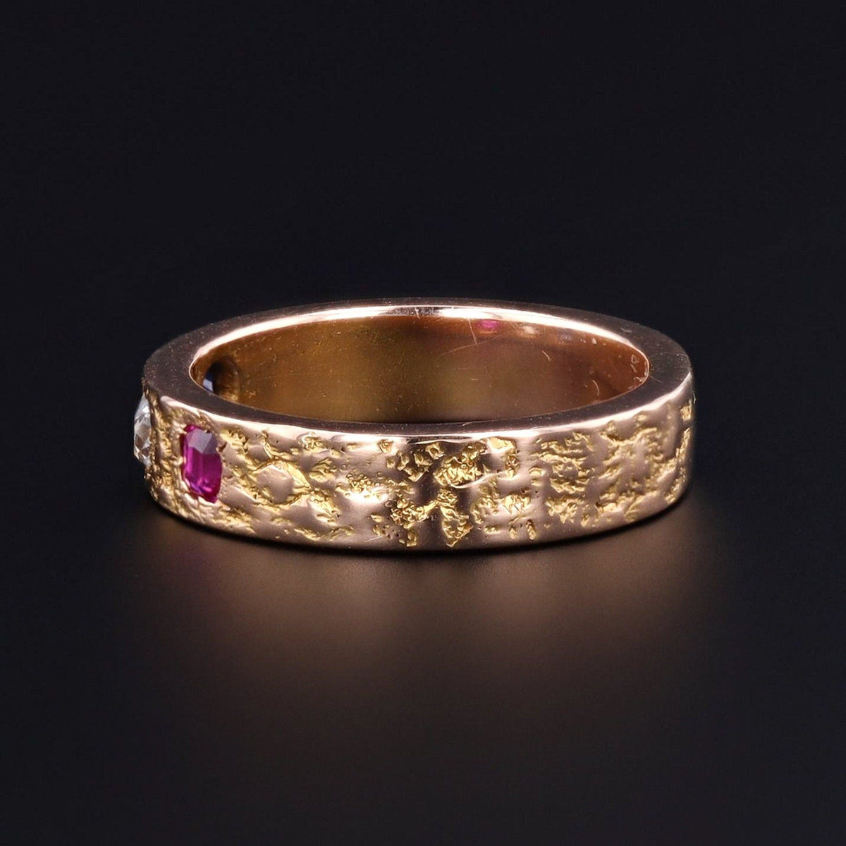 Antique Ruby, Diamond and Sapphire Ring of 14k Gold - Trademark Antiques