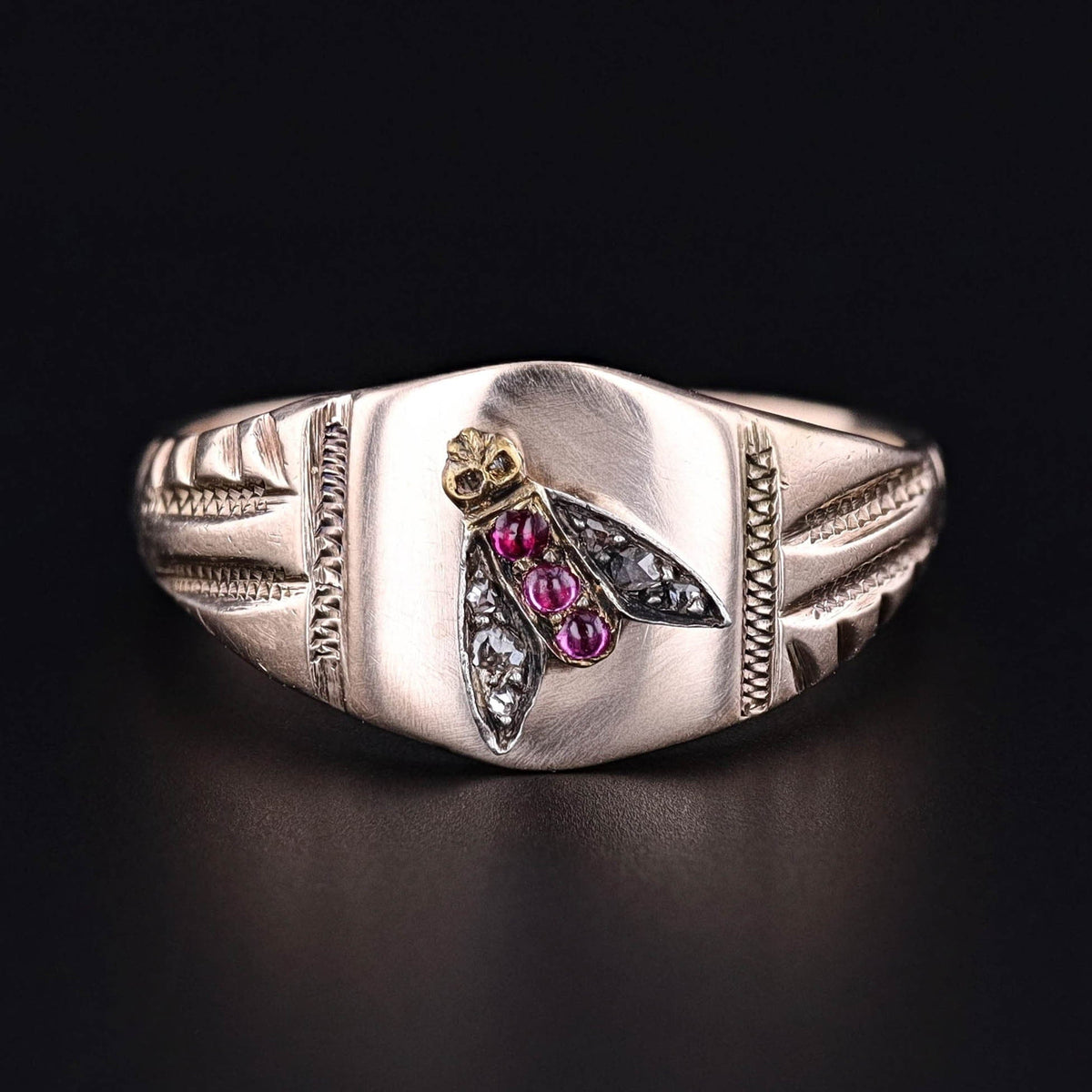 Antique Ruby &amp; Diamond Insect Conversion Ring - Trademark Antiques