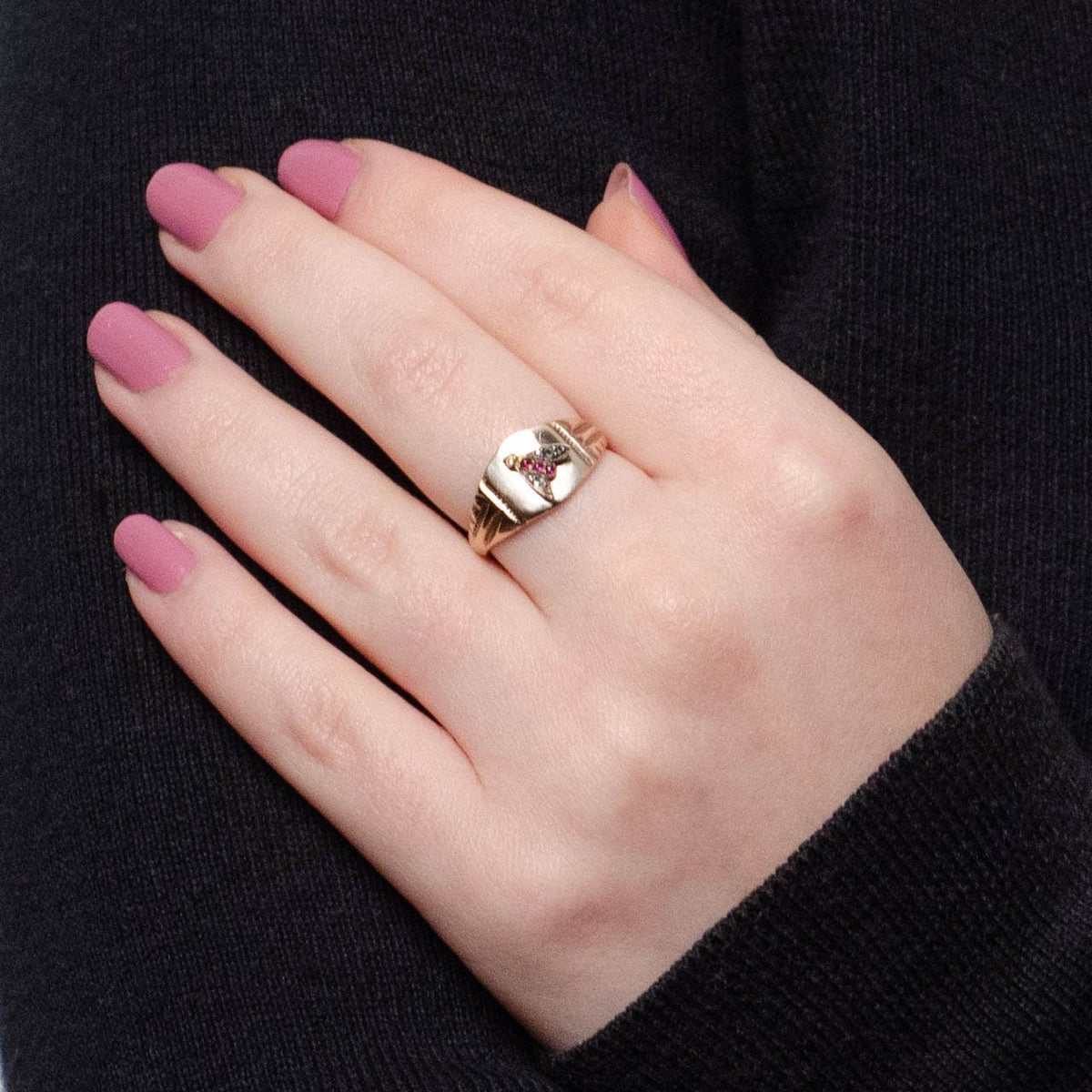 Antique Ruby &amp; Diamond Insect Conversion Ring - Trademark Antiques