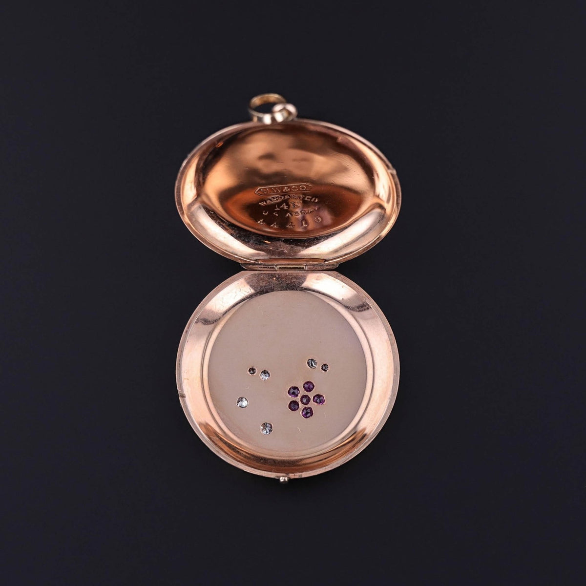 Antique Ruby Flower Locket of 14k Gold - Trademark Antiques
