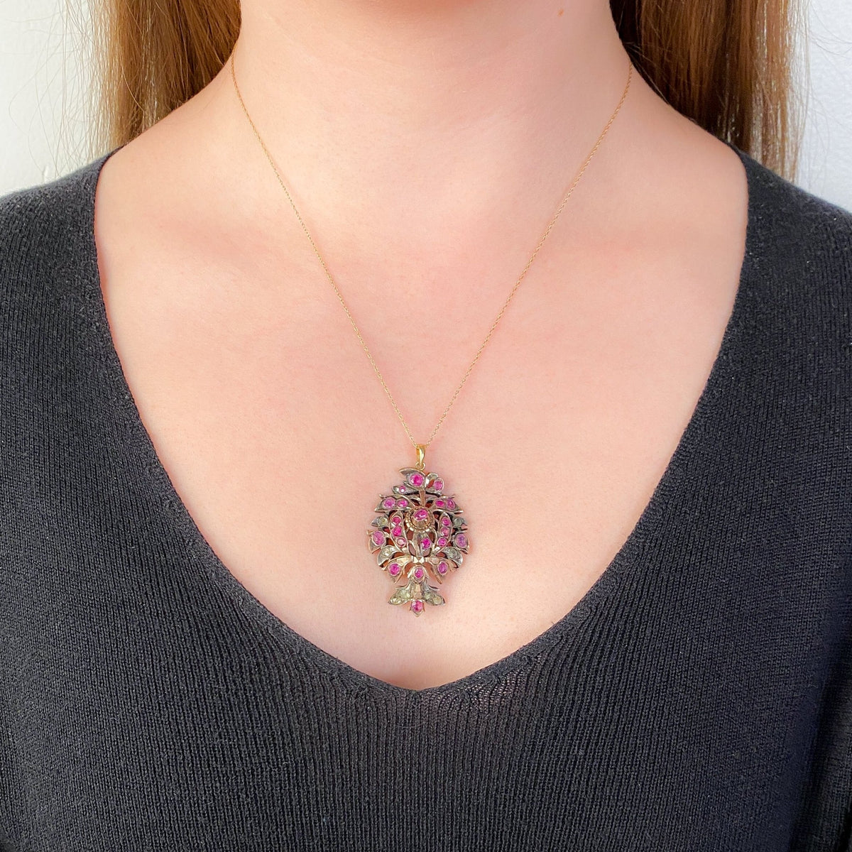 Antique Ruby Pendant of Silver - Trademark Antiques