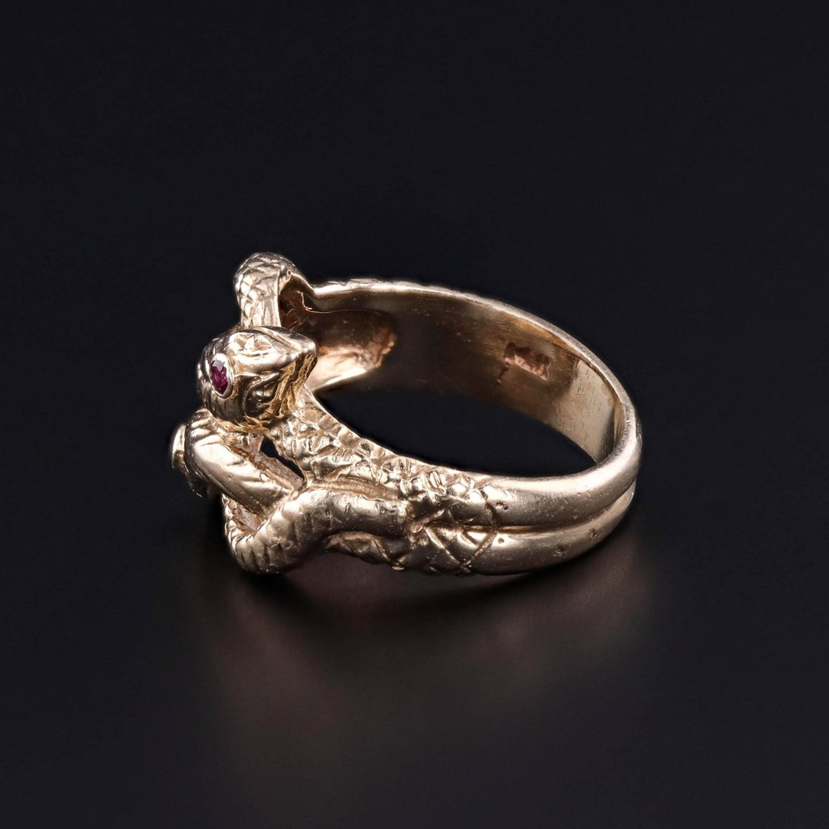 Antique Ruby Snake Ring of 14k Gold - Trademark Antiques